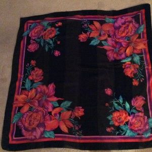 Black Scarf with Colorful pop of Flowers